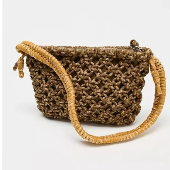 Zara Tan Woven Shoulder Bag - Picture 5 of 5